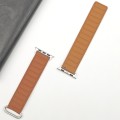 For Apple Watch SE 2022 40mm Reverse Buckle Magnetic Silicone Watch Band(Silver Buckle Brown)