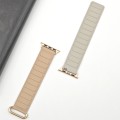For Apple Watch SE 2022 40mm Reverse Buckle Magnetic Silicone Watch Band(Rose Buckle Milk Grey)