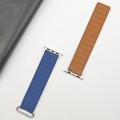 For Apple Watch SE 40mm Reverse Buckle Magnetic Silicone Watch Band(Silver Buckle Blue)