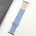 For Apple Watch SE 40mm Reverse Buckle Magnetic Silicone Watch Band(Rose Buckle Blue Pink)