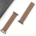 For Apple Watch 4 44mm Reverse Buckle Magnetic Silicone Watch Band(Black Buckle Coffee)