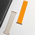 For Apple Watch 3 42mm Reverse Buckle Magnetic Silicone Watch Band(Rose Buckle Starlight Orange)