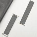 For Apple Watch Ultra 2 49mm Reverse Buckle Magnetic Silicone Watch Band(Silver Buckle Grey Brown)