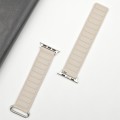 For Apple Watch 9 41mm Reverse Buckle Magnetic Silicone Watch Band(Silver Buckle Starlight)