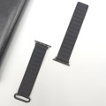 For Apple Watch 9 45mm Reverse Buckle Magnetic Silicone Watch Band(Black Buckle Black Brown)