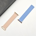 For Apple Watch SE 2023 40mm Reverse Buckle Magnetic Silicone Watch Band(Rose Buckle Blue Pink)