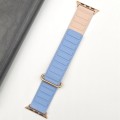 For Apple Watch SE 2023 40mm Reverse Buckle Magnetic Silicone Watch Band(Rose Buckle Blue Pink)