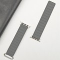 For Apple Watch SE 2023 44mm Reverse Buckle Magnetic Silicone Watch Band(Silver Buckle Grey Brown)