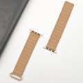For Apple Watch SE 2023 44mm Reverse Buckle Magnetic Silicone Watch Band(Rose Buckle Milk Apricot)