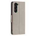 For Samsung Galaxy S24+ 5G Litchi Texture Pure Color Flip Leather Phone Case(Grey)