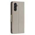 For Samsung Galaxy A35 Litchi Texture Pure Color Flip Leather Phone Case(Grey)