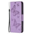 For Samsung Galaxy S24+ 5G Embossing Two Butterflies Pattern Leather Phone Case(Purple)