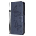 For Samsung Galaxy S24+ 5G Embossing Two Butterflies Pattern Leather Phone Case(Blue)