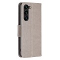 For Samsung Galaxy S24+ 5G Embossing Two Butterflies Pattern Leather Phone Case(Grey)