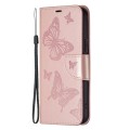 For Samsung Galaxy S24 5G Embossing Two Butterflies Pattern Leather Phone Case(Rose Gold)