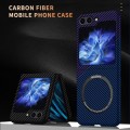 For Samsung Galaxy Z Flip5 Carbon Fiber Texture MagSafe Magnetic Phone Case(Black Silver)