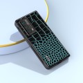 For Honor Magic VS2 ABEEL Genuine Leather Crocodile Pattern Black Edge Phone Case(Blue)