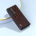 For Honor Magic VS2 ABEEL Genuine Leather Crocodile Pattern Black Edge Phone Case(Coffee)