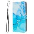 For Samsung Galaxy A25 5G Painted Marble Pattern Leather Phone Case(Blue Green)