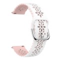 For Samsung Galaxy Watch 6 / 6 Classic Two Color Plum Blossom Hollowed Silicone Watch Band(White+Pin