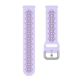 For Samsung Galaxy Watch 6 / 6 Classic Two Color Plum Blossom Hollowed Silicone Watch Band(Lilac+Dee
