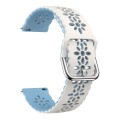 For Samsung Galaxy Watch 6 / 6 Classic Two Color Plum Blossom Hollowed Silicone Watch Band(White+Lig