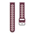 For Samsung Galaxy Watch 6 / 6 Classic Two Color Plum Blossom Hollowed Silicone Watch Band(Wine Red+
