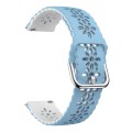 For Samsung Galaxy Watch 6 / 6 Classic Two Color Plum Blossom Hollowed Silicone Watch Band(Light Blu