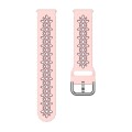 For Samsung Galaxy Watch 6 / 6 Classic Two Color Plum Blossom Hollowed Silicone Watch Band(Pink+Wine