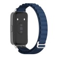 For Huawei Band 8 Mijobs Nylon Breathable Watch Band(Midnight Blue+Silver)