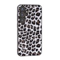 For Samsung Galaxy S24 5G ABEEL Black Edge Leopard Phone Case(Silver Leopard)