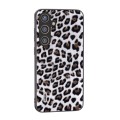 For Samsung Galaxy S24+ 5G ABEEL Black Edge Leopard Phone Case(Silver Leopard)