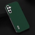 For Samsung Galaxy S23 FE 5G ABEEL Genuine Leather Silky Soft Black Edge Phone Case(Green)