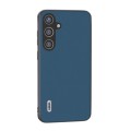 For Samsung Galaxy S24 5G ABEEL Genuine Leather Silky Soft Black Edge Phone Case(Blue)
