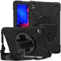 For Lenovo Tab P11 Silicone Hybrid PC Tablet Case with Grip & Shoulder Strap(Black)