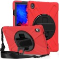 For Lenovo Tab P11 Silicone Hybrid PC Tablet Case with Grip & Shoulder Strap(Red)