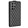 For Samsung Galaxy S24 Ultra 5G Diamond Lattice Vertical Flip Leather Phone Case(Black)