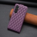 For Samsung Galaxy A24 4G Diamond Lattice Vertical Flip Leather Phone Case(Dark Purple)