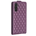 For Samsung Galaxy A35 Diamond Lattice Vertical Flip Leather Phone Case(Dark Purple)