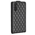 For Samsung Galaxy A35 Diamond Lattice Vertical Flip Leather Phone Case(Black)