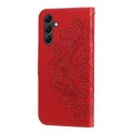 For Samsung Galaxy A15 7-petal Flowers Embossing Leather Phone Case(Red)