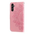 For Samsung Galaxy A15 7-petal Flowers Embossing Leather Phone Case(Rose Gold)
