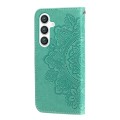 For Samsung Galaxy S24 7-petal Flowers Embossing Leather Phone Case(Green)