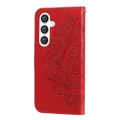 For Samsung Galaxy S24 7-petal Flowers Embossing Leather Phone Case(Red)