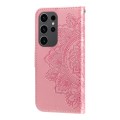 For Samsung Galaxy S24 Ultra 7-petal Flowers Embossing Leather Phone Case(Rose Gold)