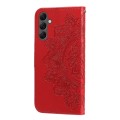 For Samsung Galaxy A25 5G Global 7-petal Flowers Embossing Leather Phone Case(Red)