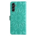 For Samsung Galaxy A15 Embossed Sunflower Leather Phone Case(Green)