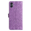 For Samsung Galaxy A05 Embossed Sunflower Leather Phone Case(Purple)