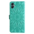 For Samsung Galaxy A05 Embossed Sunflower Leather Phone Case(Green)