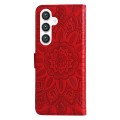 For Samsung Galaxy S24 Embossed Sunflower Leather Phone Case(Red)